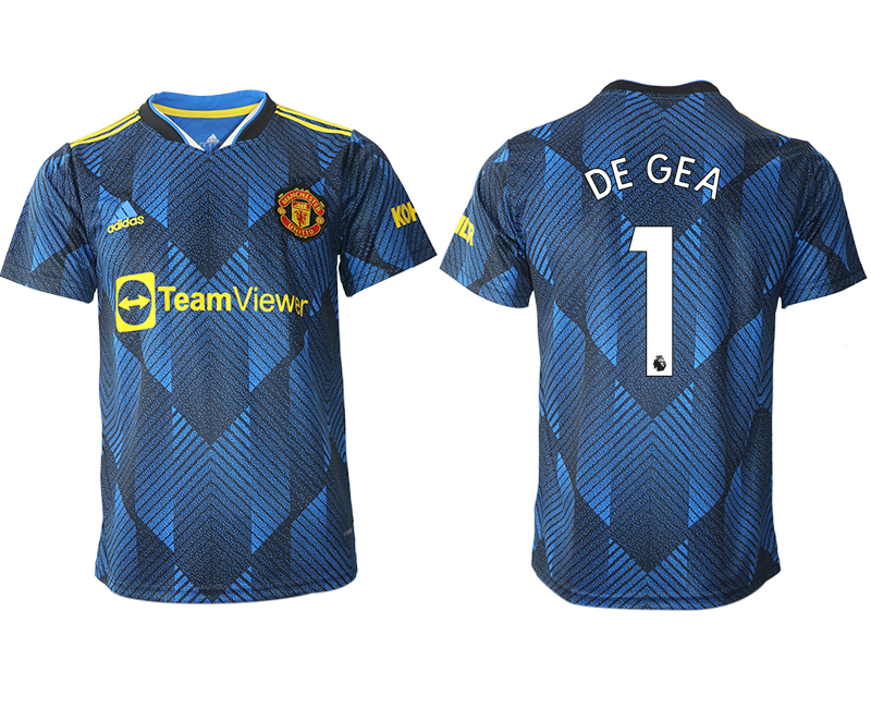 Men 2021-2022 Club Manchester United Second away aaa version blue #1 Soccer Jersey->manchester united jersey->Soccer Club Jersey
